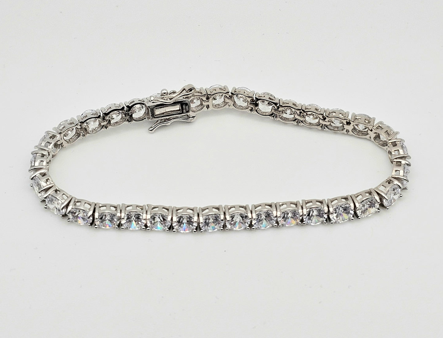 Round Cut Swarovski Crystal Tennis Bracelet – 5mm | 7" | 925 Silver