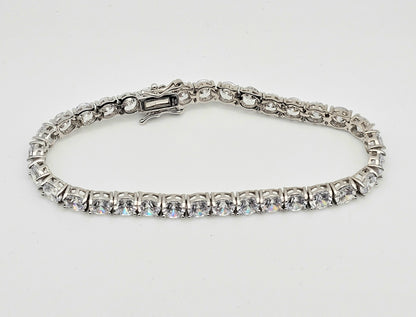 Round Cut Swarovski Crystal Tennis Bracelet – 5mm | 7" | 925 Silver