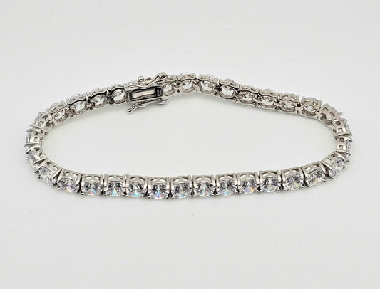 Round Cut Swarovski Crystal Tennis Bracelet – 5mm | 7" | 925 Silver