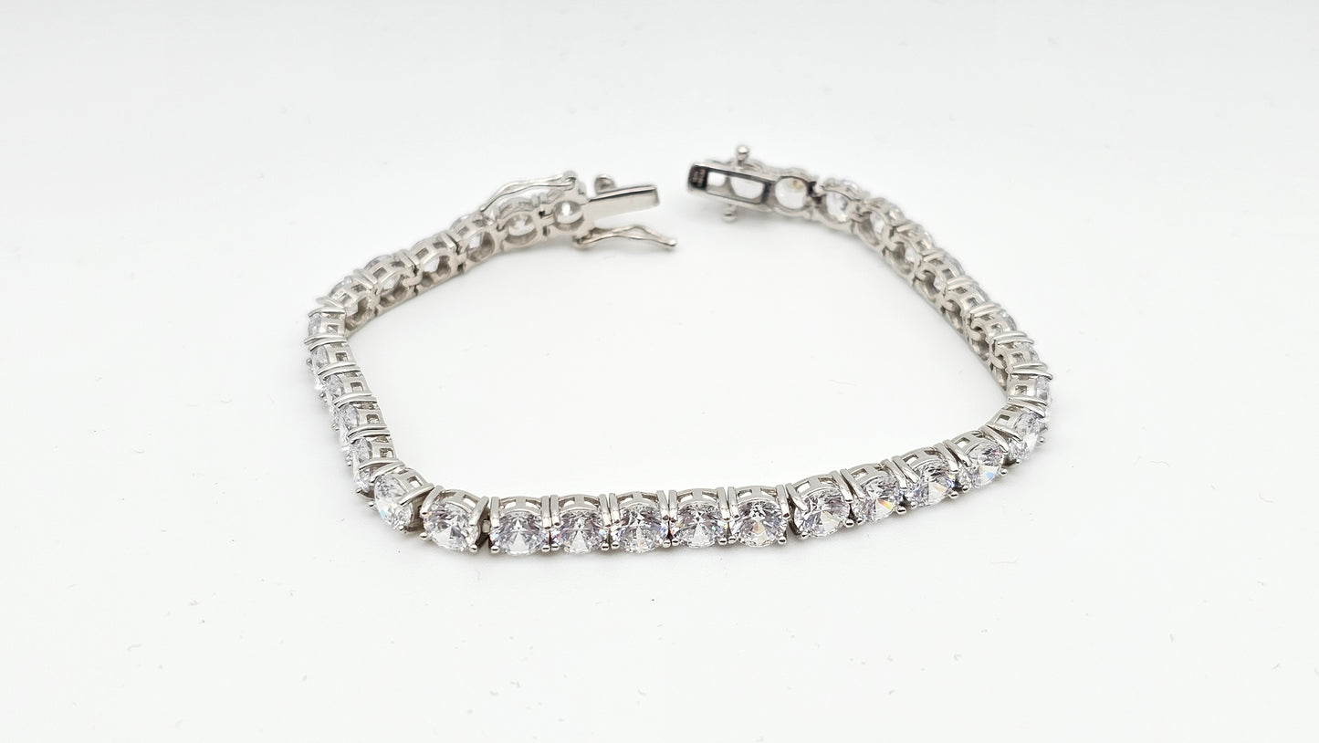 Round Cut Swarovski Crystal Tennis Bracelet – 5mm | 7" | 925 Silver