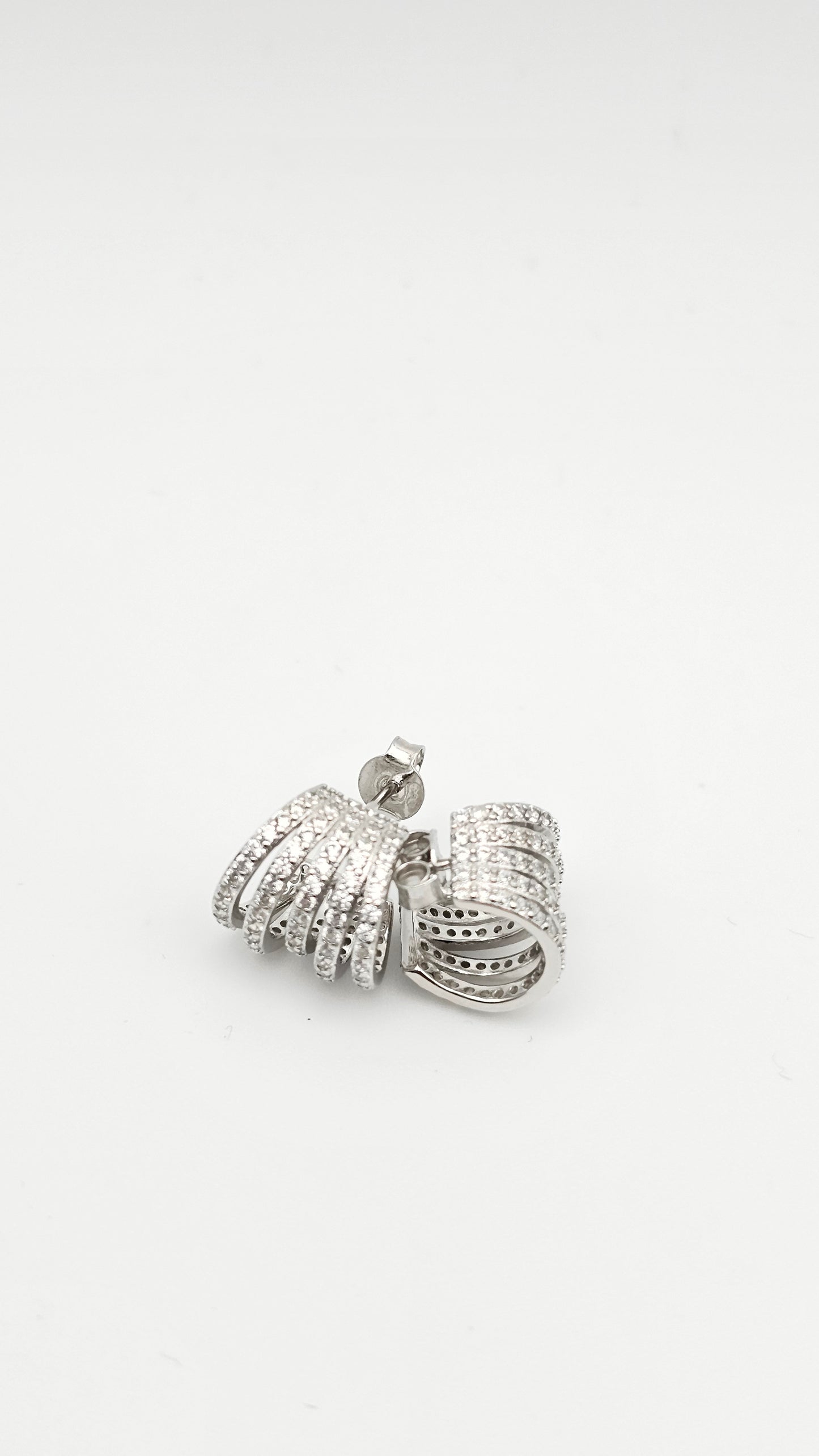 Five-band Sparkle Hoop Stud Earrings – 925 Silver