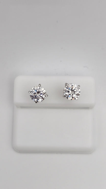 7mm Solitaire Moissanite Diamond Studs | 2.4 ctw | VVSD Color | 1.61g