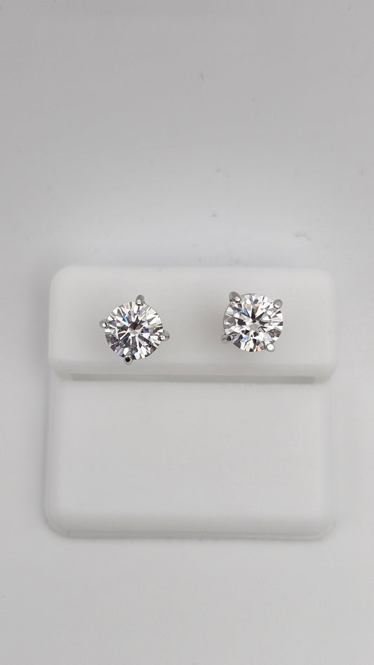 7mm Solitaire Moissanite Diamond Studs | 2.4 ctw | VVSD Color | 1.61g