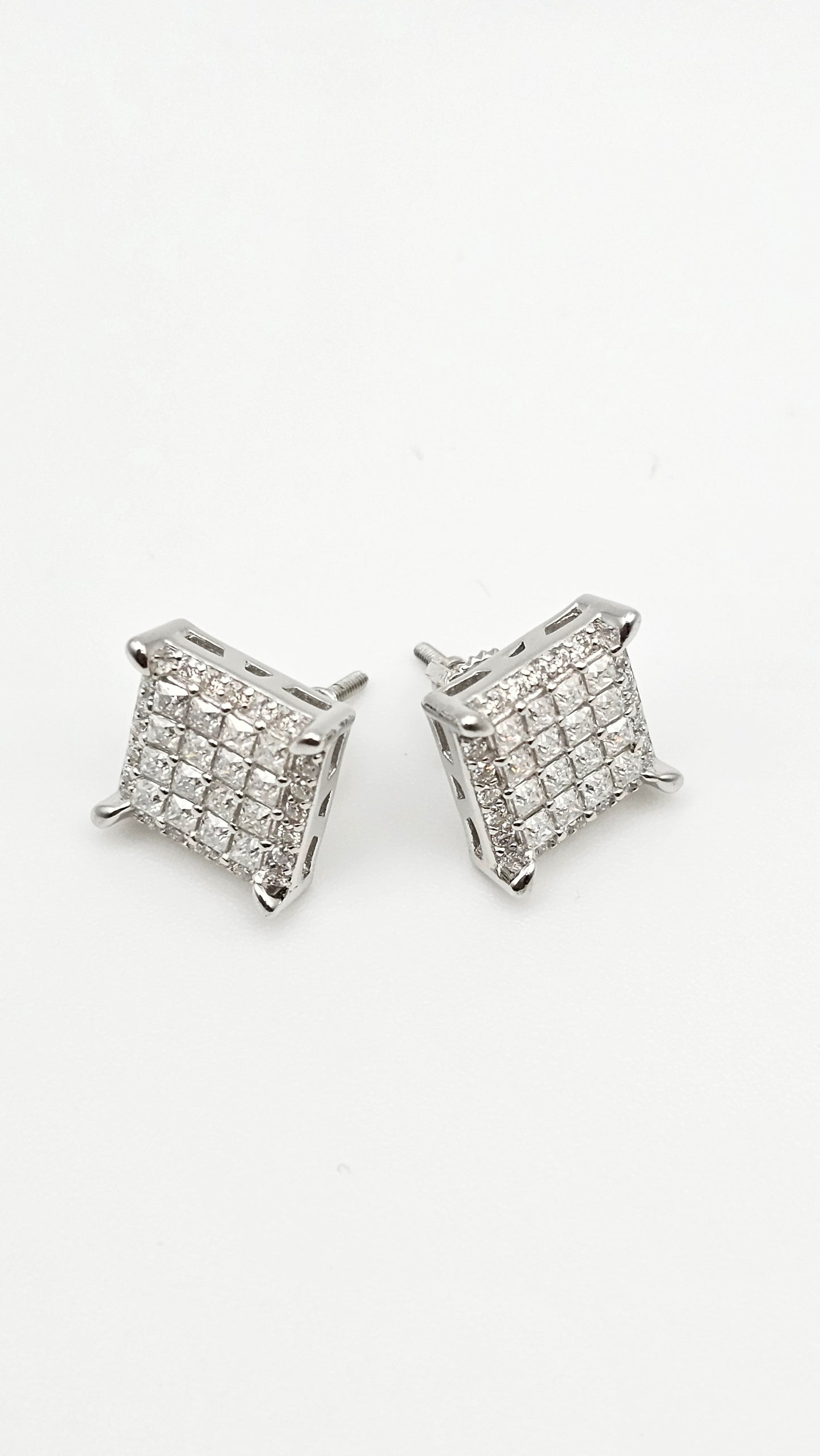 Princess Cut Moissanite Ear Studs | 0.9 ctw| 3.39 g