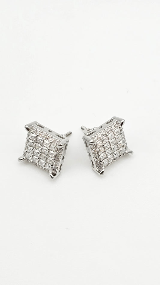 Princess Cut Moissanite Ear Studs | 0.9 ctw| 3.39 g