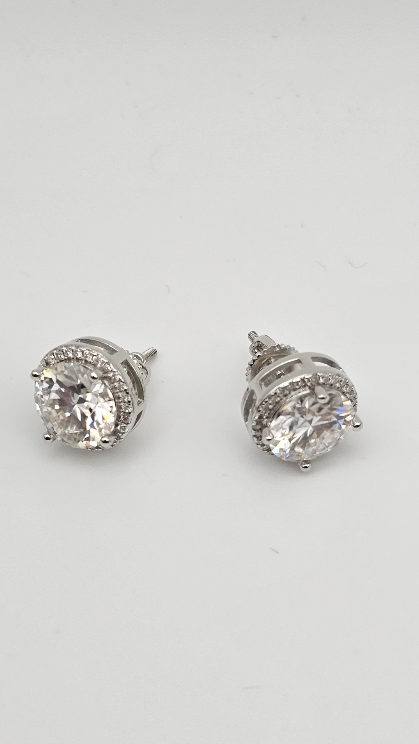Single stone Halo Moissanite Diamond Earrings | 6.34 ctw | VVSD | 4.05 g