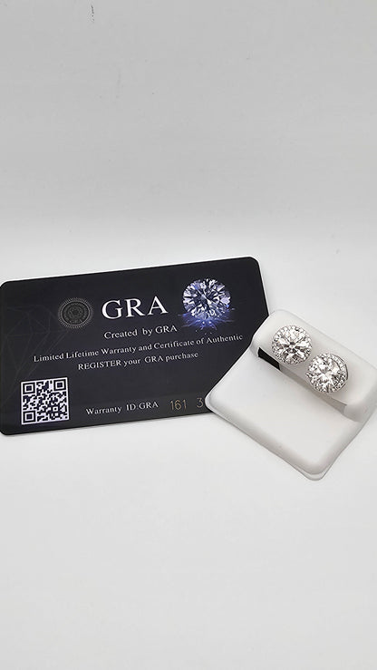 Single stone Halo Moissanite Diamond Earrings | 6.34 ctw | VVSD | 4.05 g