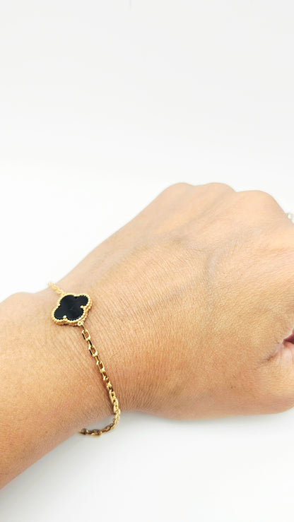 Clover Sets - necklace, earrings, bracelet,  green and white motif, 925 Silver, 18kt gold plated