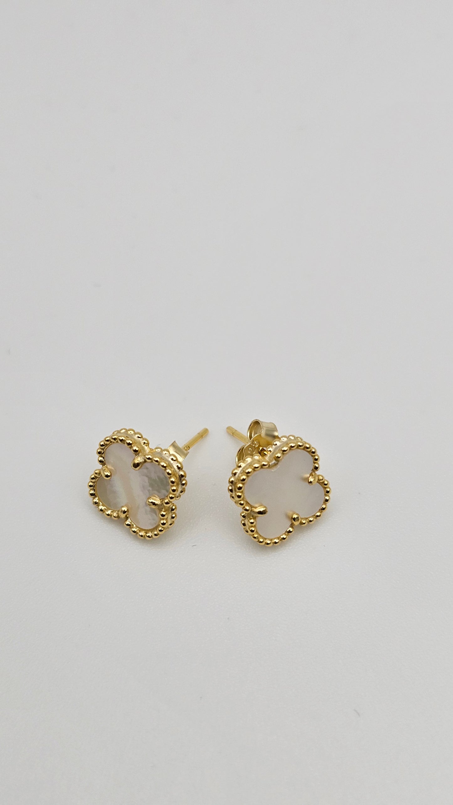 Clover Sets - necklace, earrings, bracelet,  green and white motif, 925 Silver, 18kt gold plated