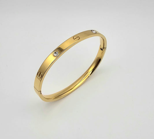 Gold Plated Bangle with 4 Stone Accents