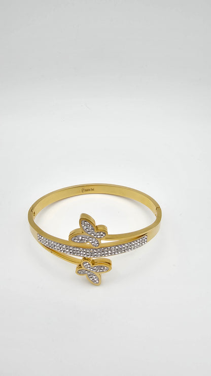 Dual Butterfly Bangle with Crystals