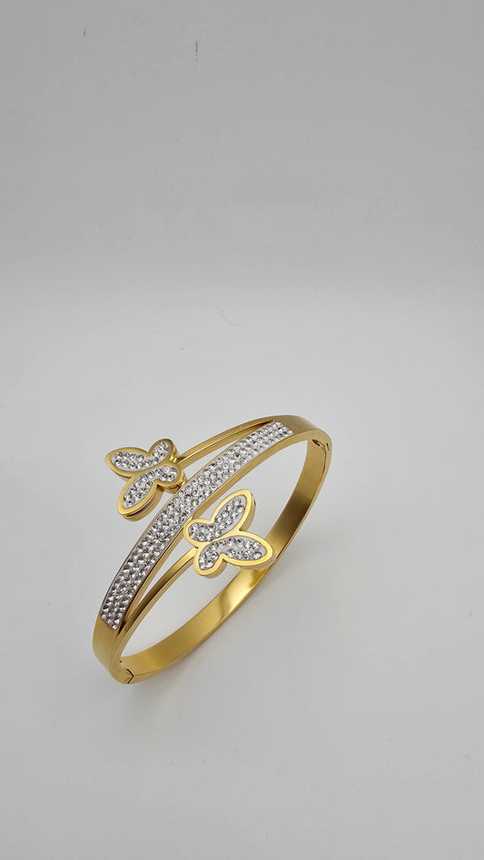 Dual Butterfly Bangle with Crystals