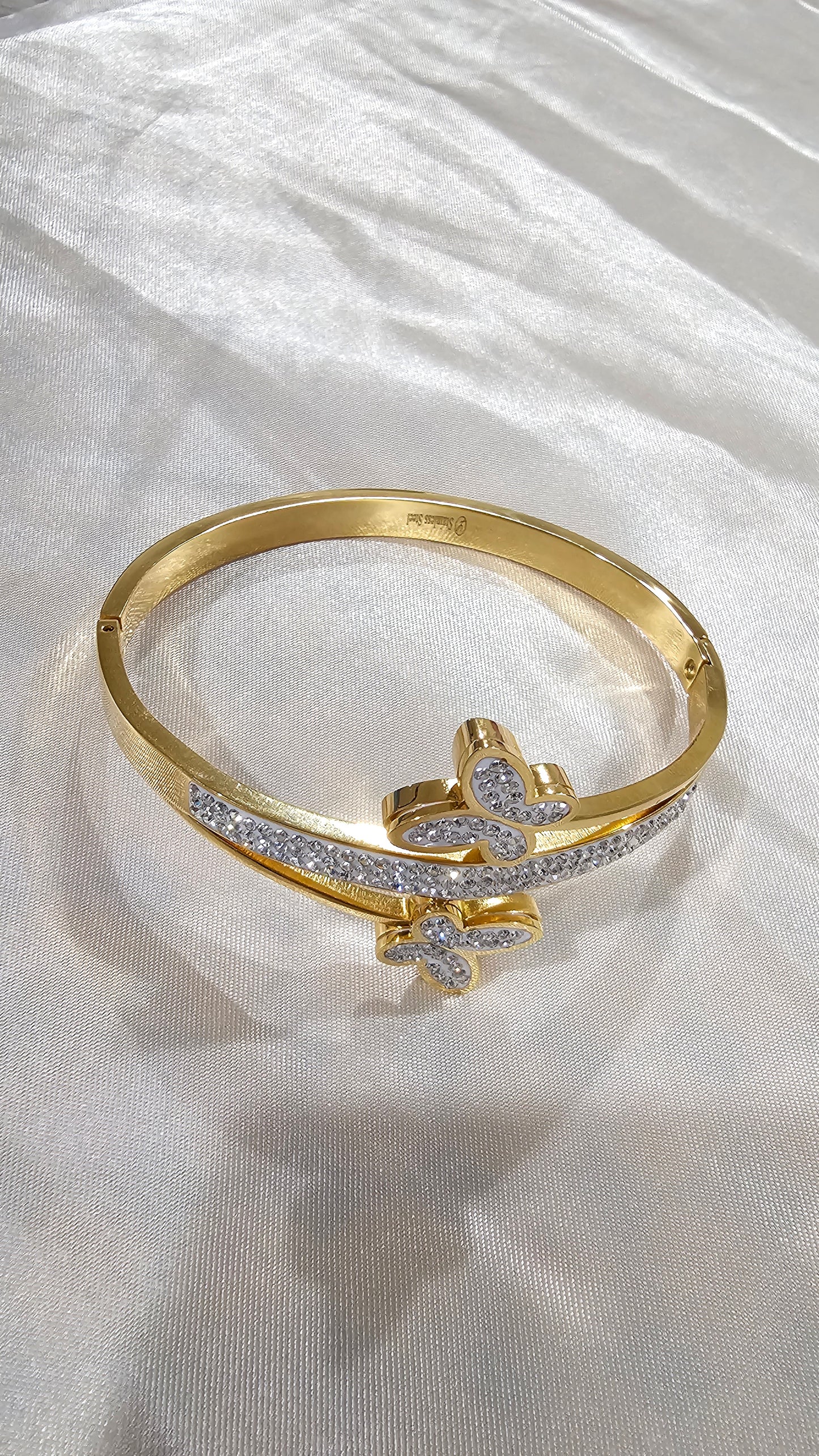Dual Butterfly Bangle with Crystals