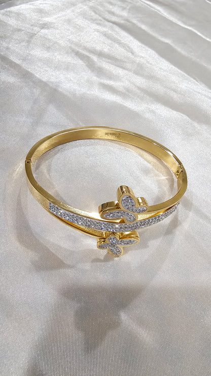 Dual Butterfly Bangle with Crystals