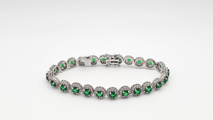 Emerald Crystal Tennis Bracelet - 7" | 925 Silver