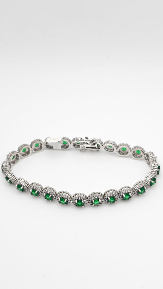 Emerald Crystal Tennis Bracelet - 7" | 925 Silver