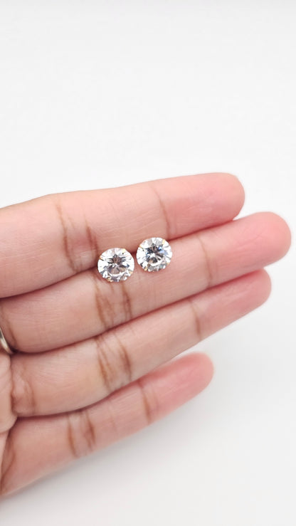 14kt Gold 8mm Solitaire Crystal Stud Earrings with screw backs
