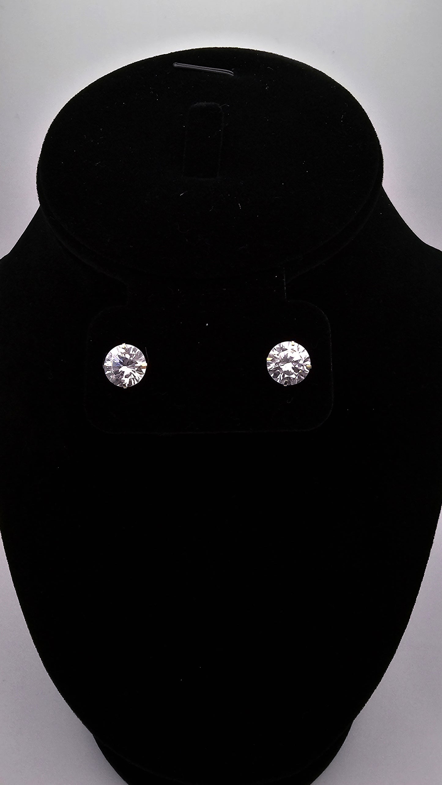 14kt Gold 8mm Solitaire Crystal Stud Earrings with screw backs