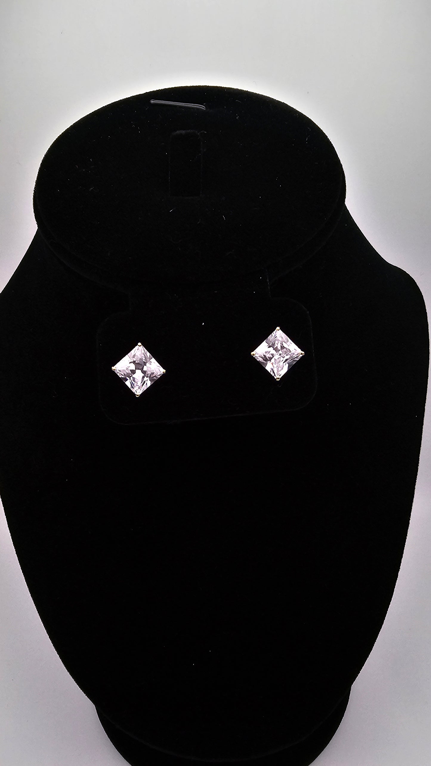 14kt Gold 8mm Princess Cut Stud Earrings