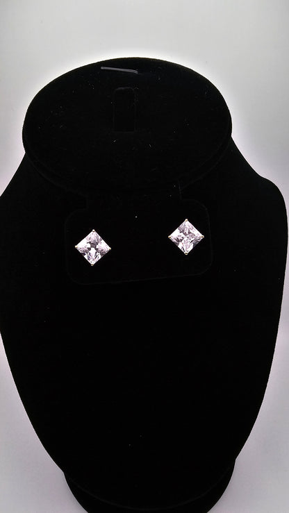 14kt Gold 8mm Princess Cut Stud Earrings