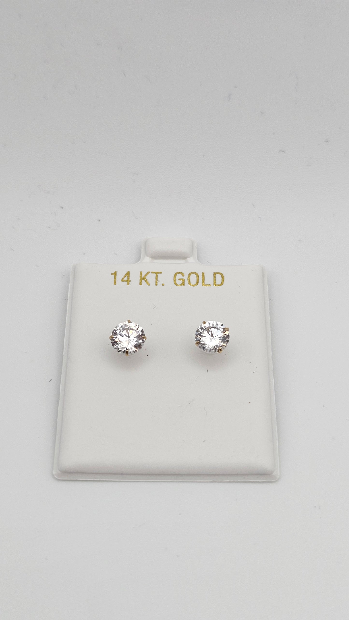 14kt Gold 6mm Crystal Stud Solitaire Earrings