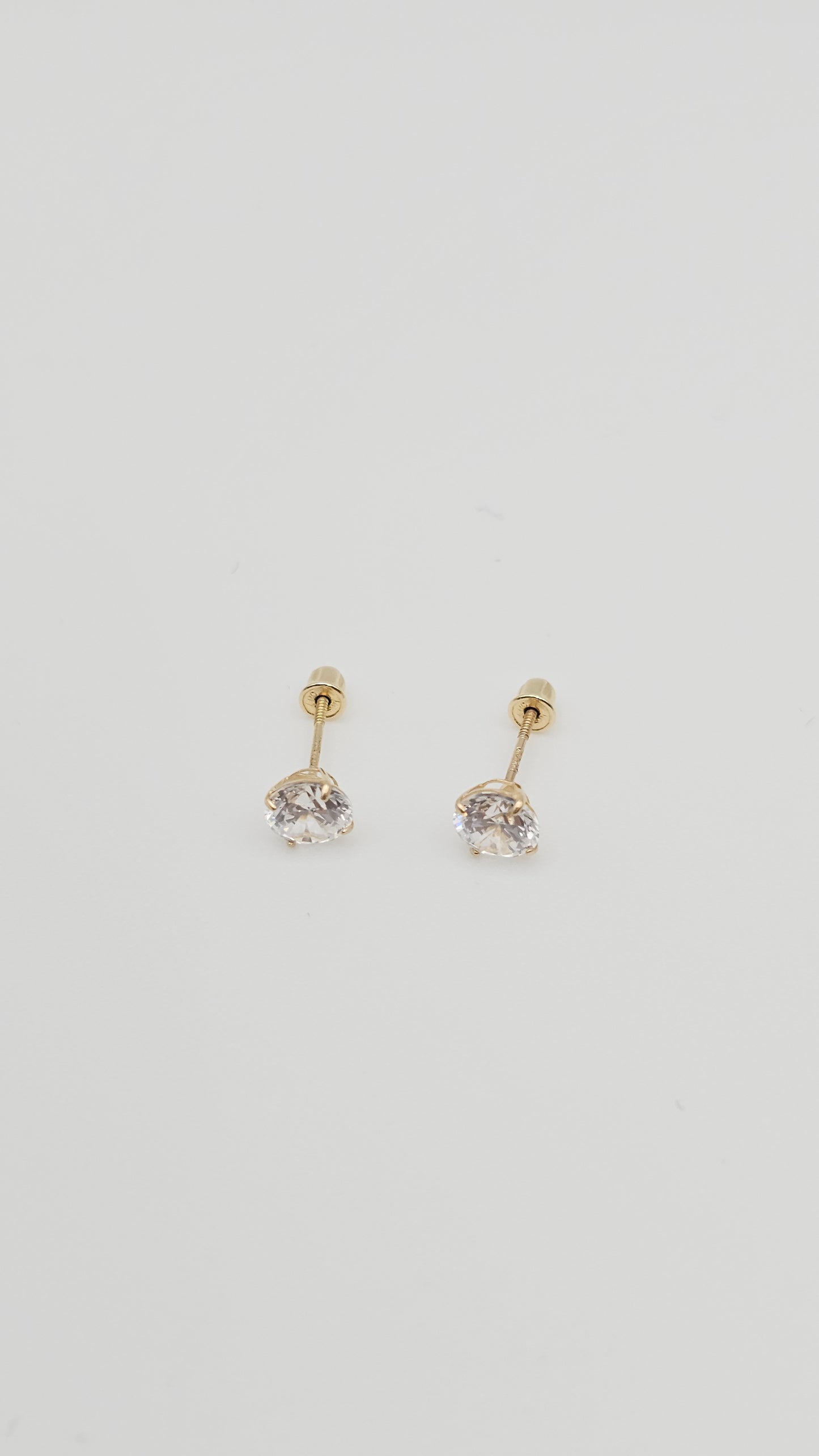 14kt Gold 6mm Crystal Stud Solitaire Earrings