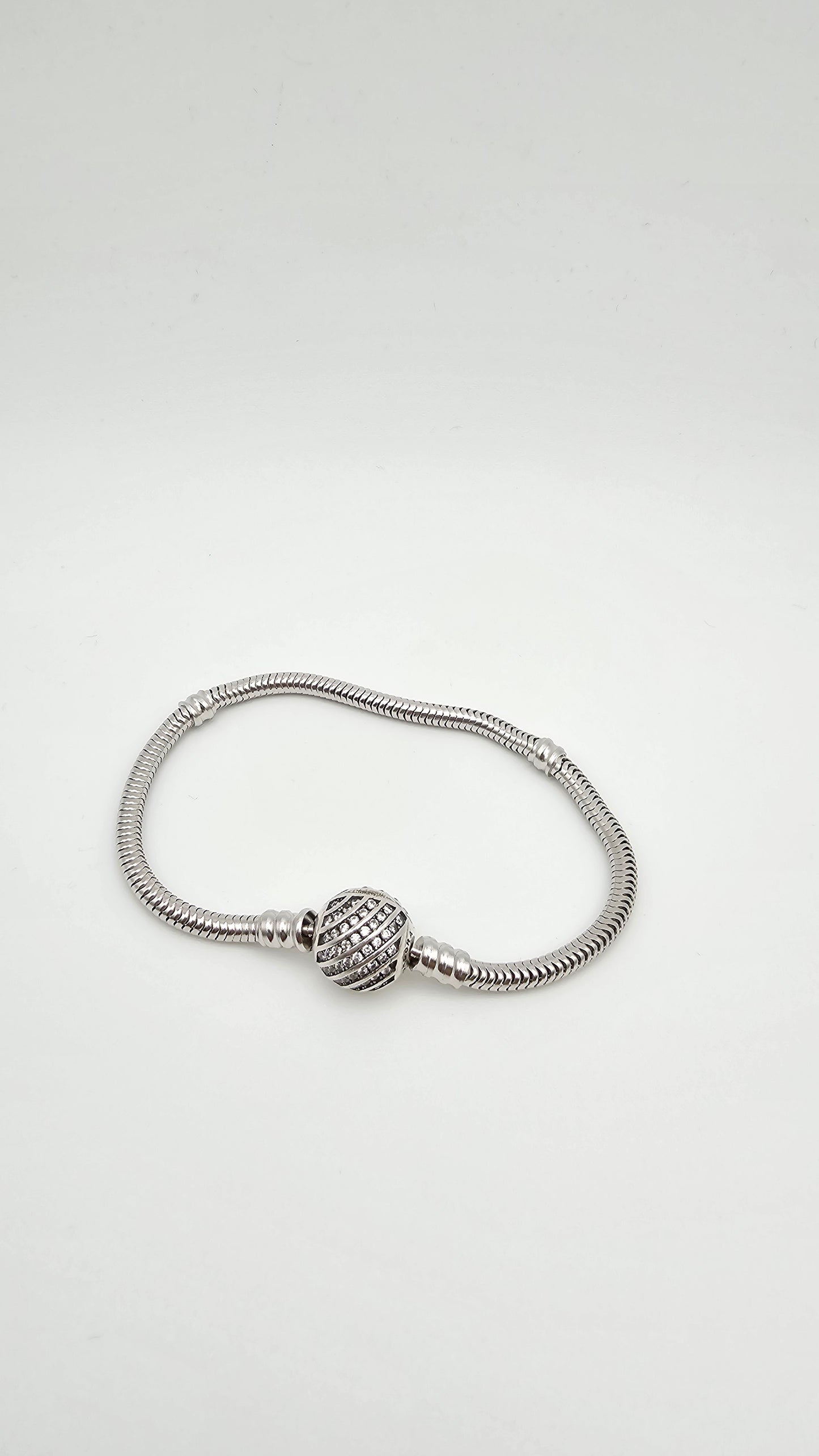 Pandora Charm Bracelet , ball charm , 925 Silver bracelet , 7"