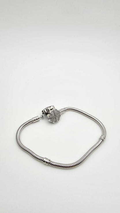 Pandora Charm Bracelet with 4 hearts | 925 Silver , 7"