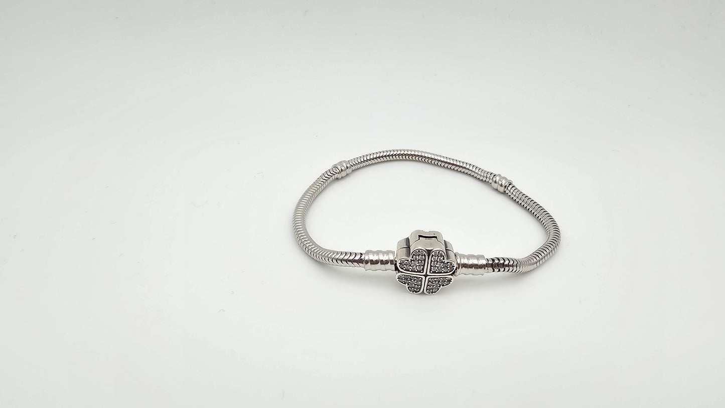 Pandora Charm Bracelet with 4 hearts | 925 Silver , 7"