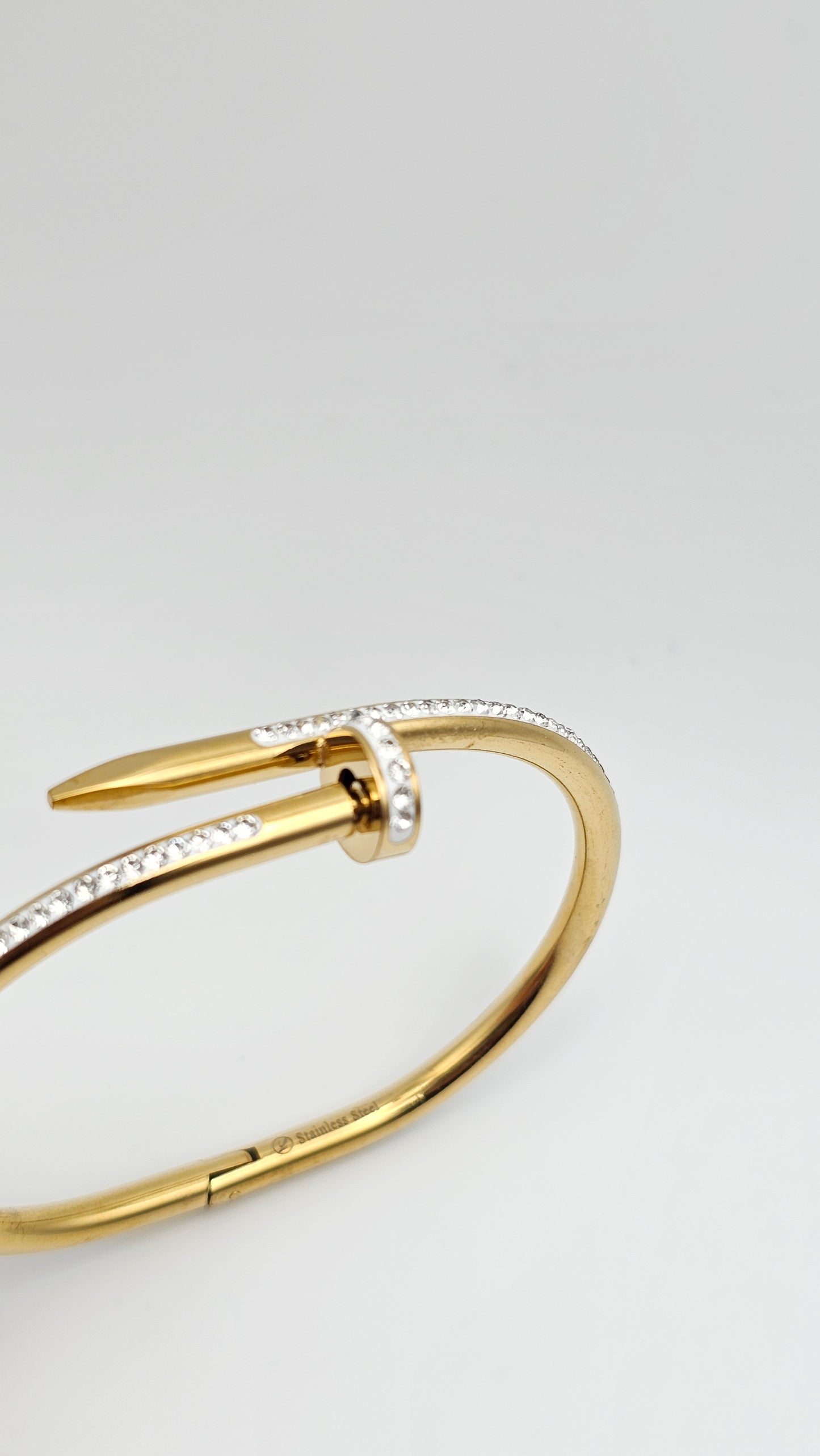 Nail bracelet bangle with stone accents