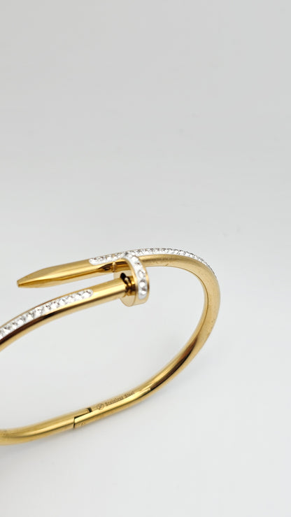Nail bracelet bangle with stone accents
