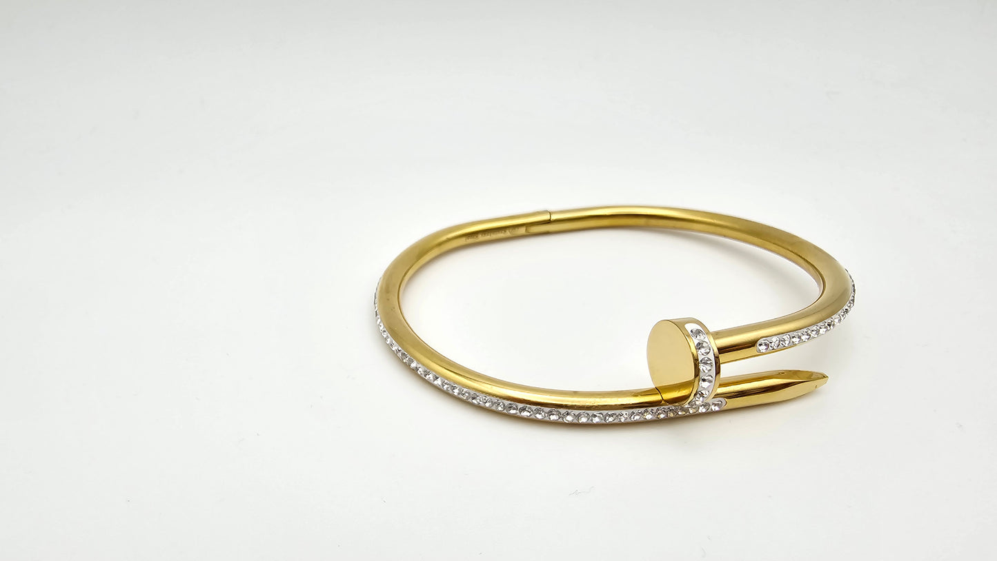 Nail bracelet bangle with stone accents
