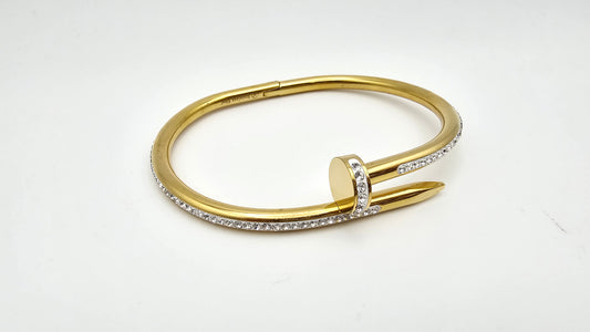 Nail bracelet bangle with stone accents