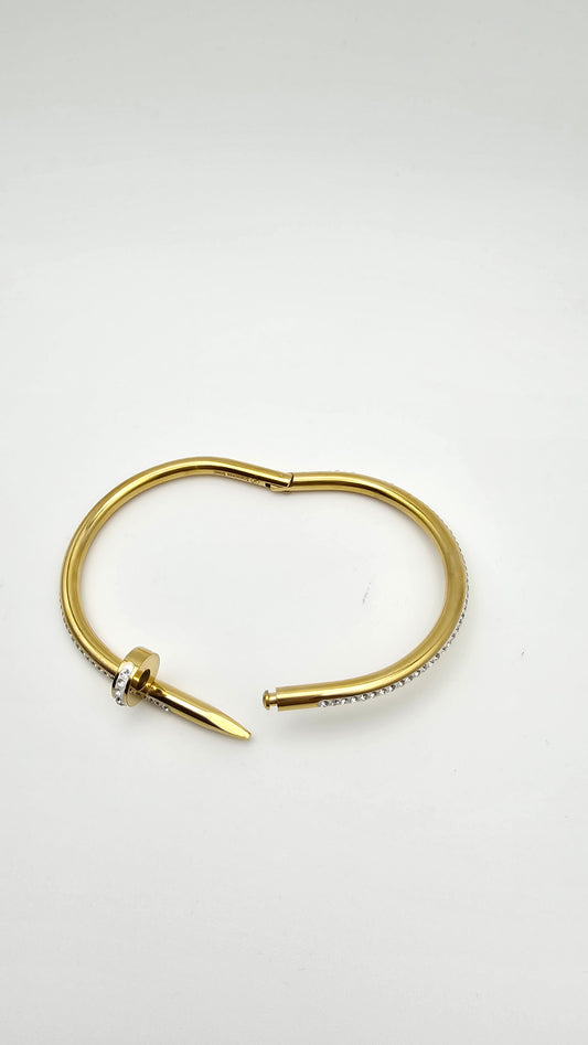 Nail bracelet bangle with stone accents