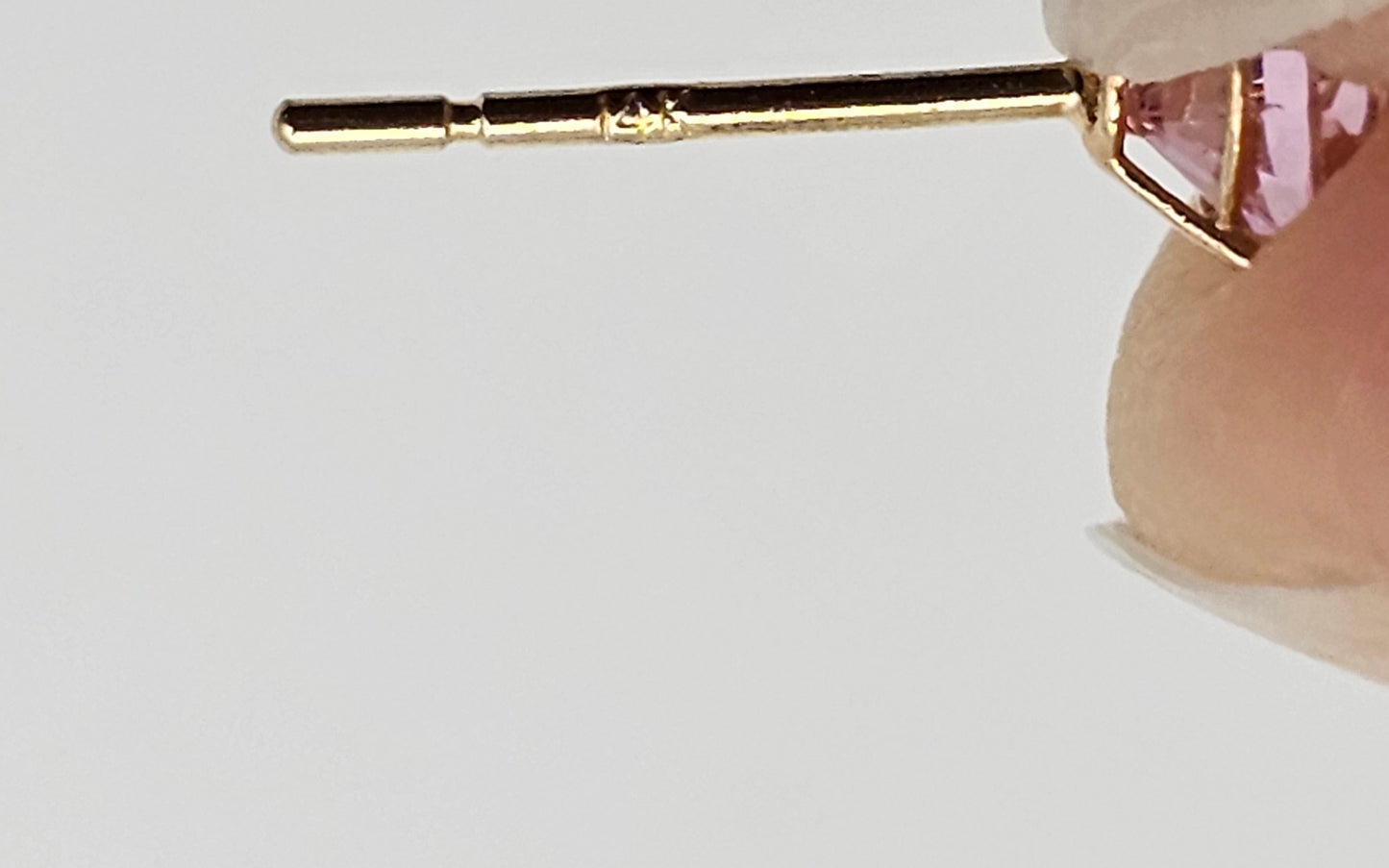 14k Gold Pink/Purple Solitaire Studs, 14kt pure gold hallmarked,  5 mm, kids and adults