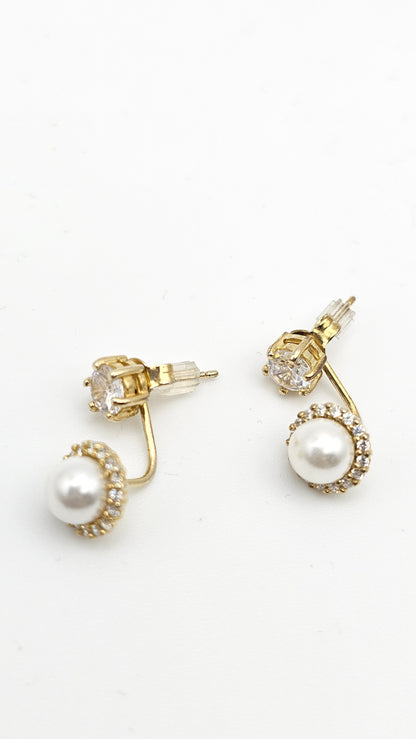 Trendy Jacket Earrings with premium CZs and Pearls