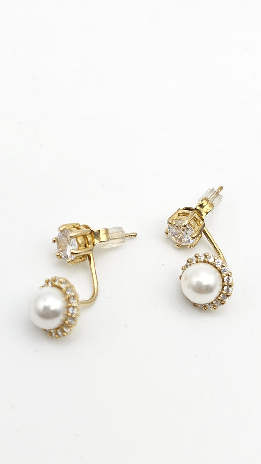 Trendy Jacket Earrings with premium CZs and Pearls