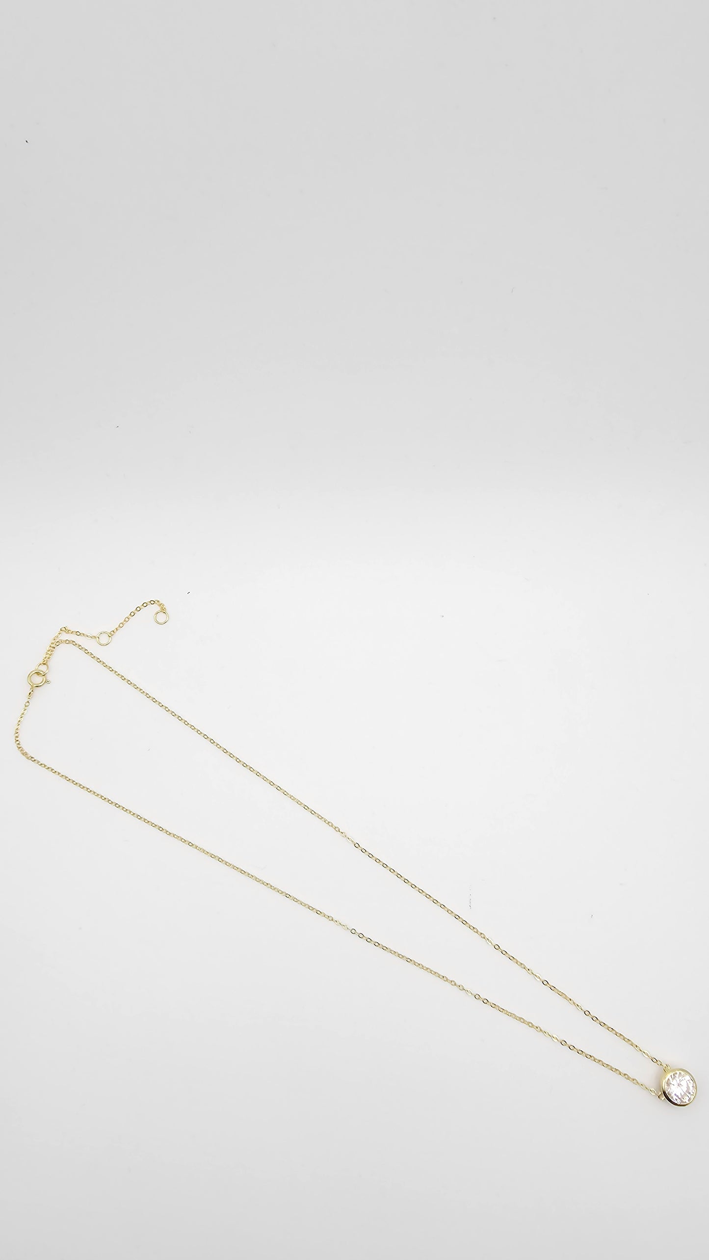 Solitaire Pendant Necklace, Gold plated in 925 Silver, 7mm stone, 16" + 2" length