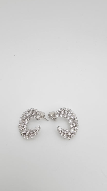 Crescent Earrings, fine 925 silver with Swarovski crystals