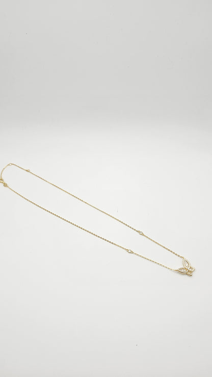 Butterfly pendant with CZs , 925 Sterling Silver,  gold plated