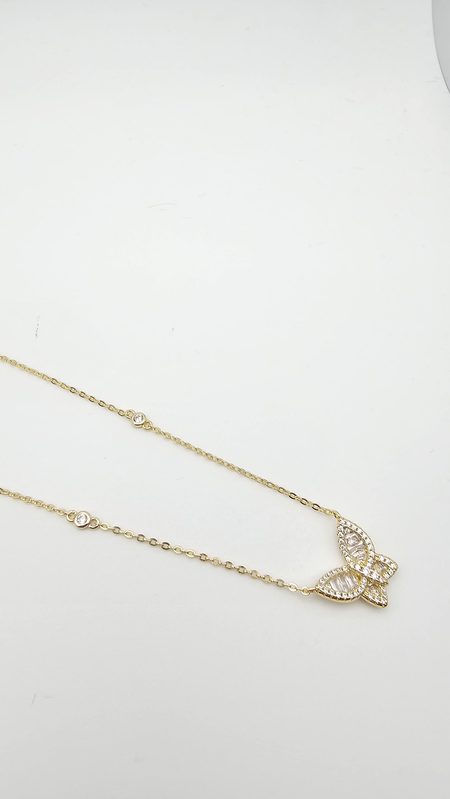 Butterfly pendant with CZs , 925 Sterling Silver,  gold plated