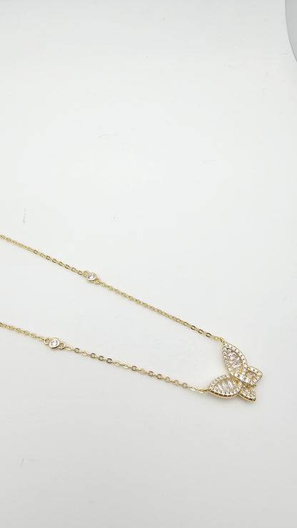 Butterfly pendant with CZs , 925 Sterling Silver,  gold plated