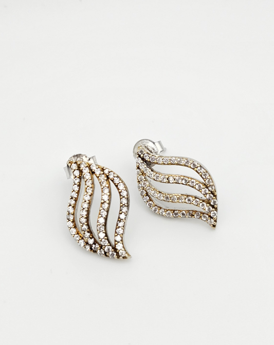 Wavy Leaf Design Earrings | 925  Silver