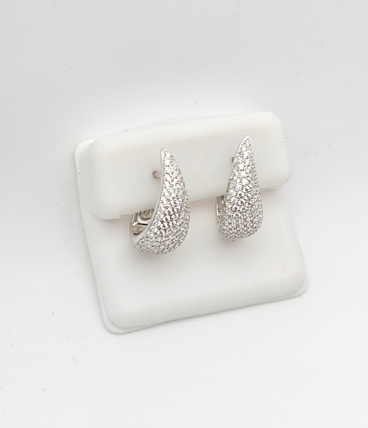 Pave Teardrop Statement Hoops