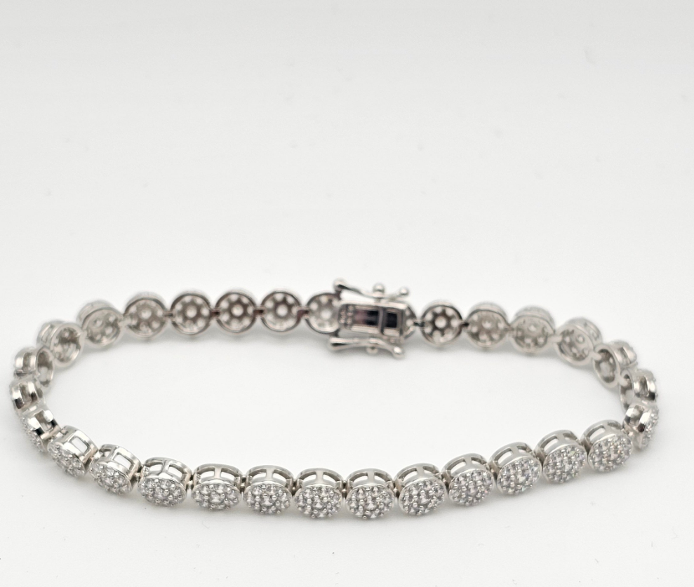 Round Stone Swarovski® Crystal Bracelet | 7" | 925 Silver