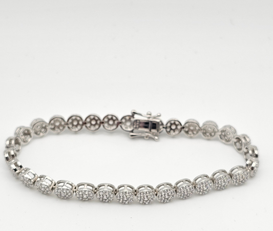 Round Stone Swarovski® Crystal Bracelet | 7" | 925 Silver