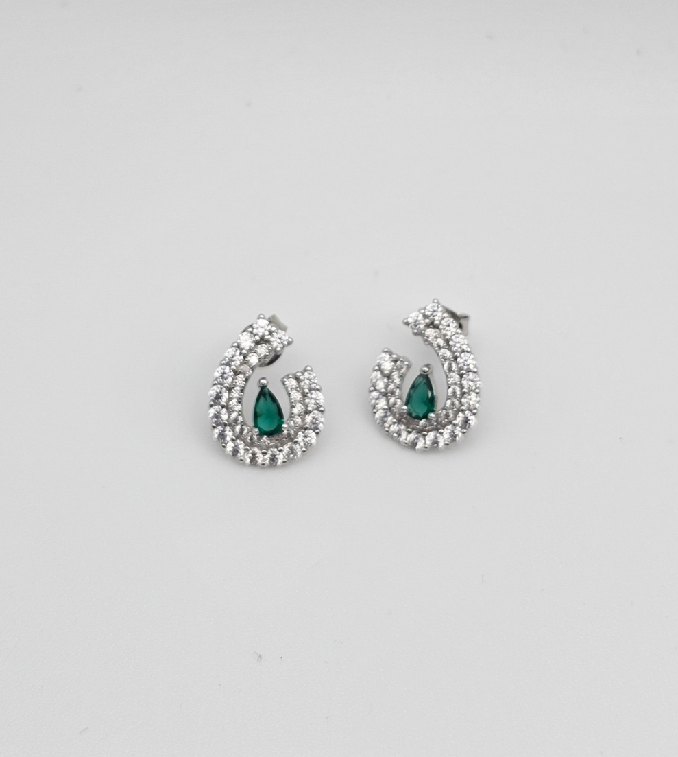 Half Pear Shape Emerald Earrings | 925 Silver