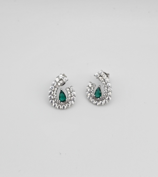 Half Pear Shape Emerald Earrings | 925 Silver