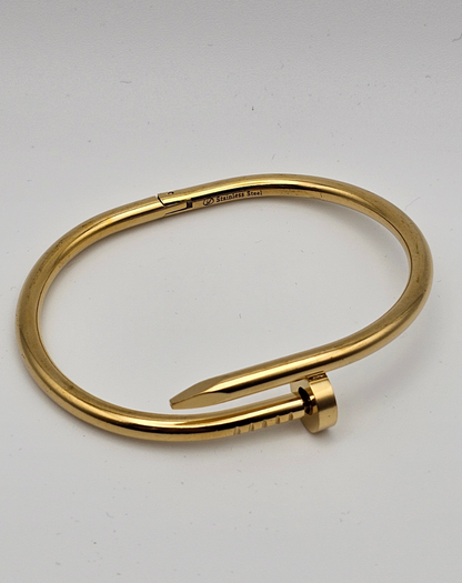 Nail bangle, Gold plated , standard size , free size