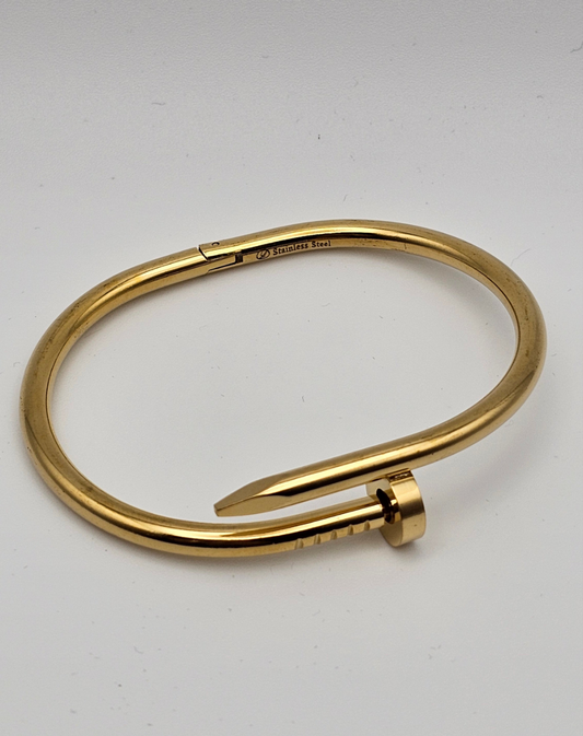 Nail bangle, Gold plated , standard size , free size